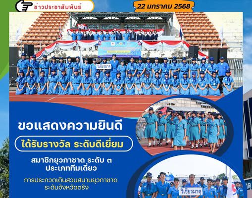 การประกวดเดินสวนสนามยุวกาชาด ระดับจังหวัดตรัง วันคล้ายวันสถาปนายุวกาชาดไทย ประจำปี 2568